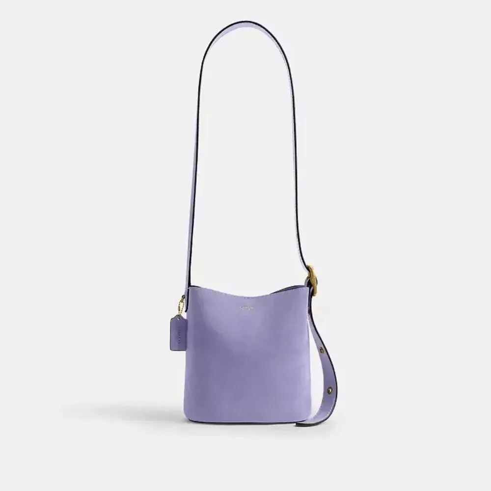 B1-001 Coach Bleecker Bucket Bag 21 Crossbody in Suede Violet Mist CCW84 + Pouch